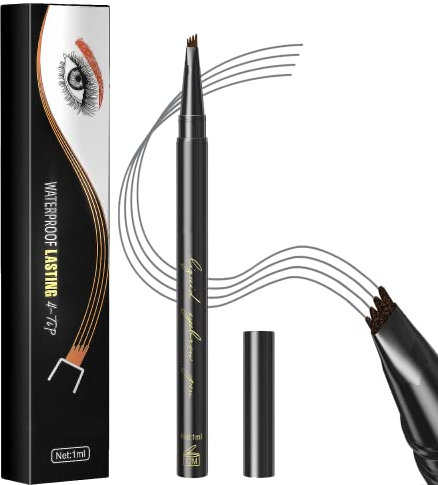 Augenbrauenstift HOUSN Microblading Augenbrauenstift mit Vier Fork Spitzen,Wasserfester Augenbrauen-Stift,Flüssiger Make-up Eyebrow Pencil,Lang Haltbar, Natürliche, Wischfest (03#Hellgrau)