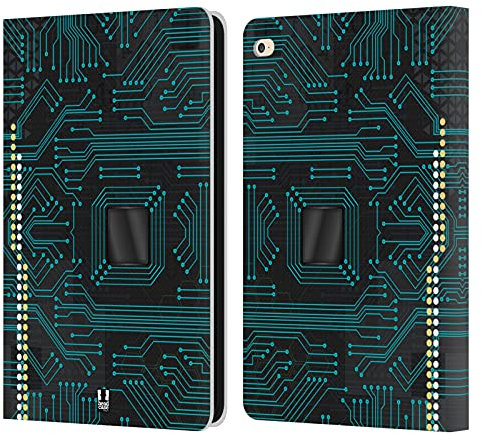 Head Case Designs Nero Circuiti Custodia Cover in Pelle a Portagoglio Compatibile con Apple iPad Air 2 (2014)