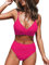 CUPSHE Bikini da donna Set Costume da bagno a due pezzi a vita alta scollo a V Twist Front regolabile spalline sottili costume da bagno, Rosa scuro., S