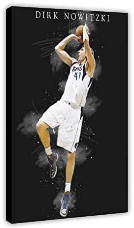 Dirk Nowitzki Poster Basketball Geschenke Basketball Poster Sport Poster Foto Leinwand Poster Wandkunst Dekor Druck Bild Gemälde für Wohnzimmer Schlafzimmer Dekoration Rahmenstil 60 x 90 cm