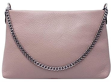 FrasiBags Borsa Pochette a Spalla in Vera Pelle Made in Italy (Rosa Cipria)
