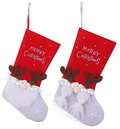 Weihnachsstrumpf 2er Set Groß Nikolausstiefel Nikolausstrumpf Befüllen Aufhängen Weihnachtsdeko Nikolausstrümpfe für Kamin, Wand, Treppe, Weihnachtsbaum