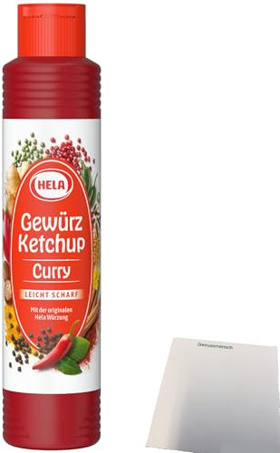 Hela Curry Gewürz Ketchup leicht scharf (800ml Flasche) + usy Block