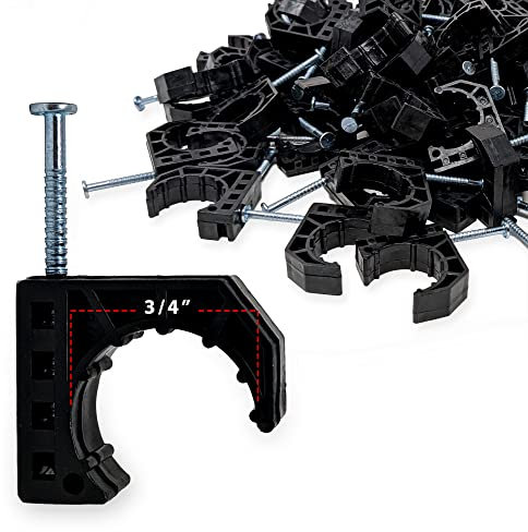 D.N. Half Clamps J-Hook with Nail, 25 Pieces J-Clamp for 3/4 Tubing Pipe Support J-Clips Tubing Fastener, Black Tube Talons (3/4, Pack of 25)