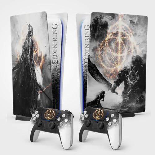 PS5 Sticker Círculo de Elden, Pegatina Playstation 5, Consola y Mando, Digital Edición Estándar, Skin MALENIA (2 Mandos)