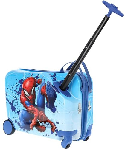 Ful Marvel Spider-Man 48,3 cm Handgepäck, Kinderkoffer mit Spinnrädern, Hartschalen-Roll-Reisetrolley, Blau, Hell, blau, 19 Inch, Spider-Man Handgepäck, Kinderkoffer mit Rollen, Hartschalen-Rollwagen