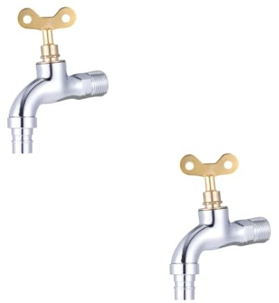 Angoily 2 Stk Wasserhahn mit Schloss Außenwasserhahn Garten Wasserhahn Outdoor Wasserhahn küchenwasserhahn Wasserhahn für den Außenbereich wasserhahn kupfer Mit Schlüssel Schlauch Düse