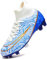 Donbest Boys Football Boots Cleats Kids Football Shoes Astro Turf Soccer Shoes Professional Spikes Football Competition Shoes,BlueWhite,EU34
