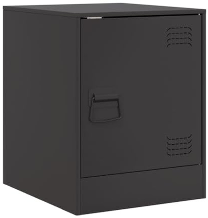 vidaXL Nachttisch, Nachtschrank mit Stauraum, Nachtkonsole Nachtkommode für Schlafzimmer, Schlafzimmer Schrank Kommode, Modern, Schwarz Stahl