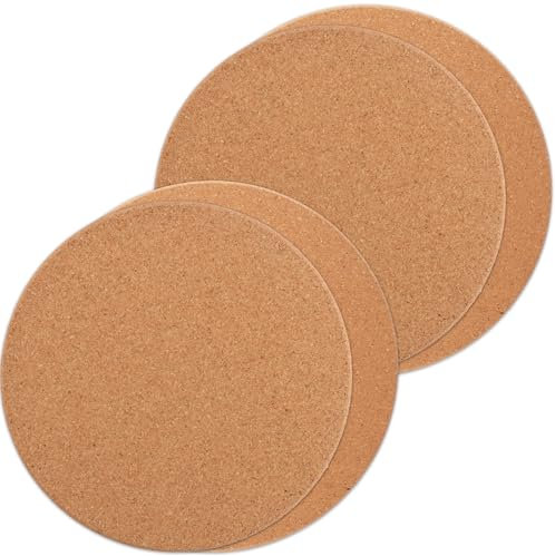 YAYODS Lot de 4 dessous de verre ronds en liège 20 cm et 16 cm – Grand dessous de plat en liège résistant à la chaleur pour plantes, pots, casseroles, assiettes, poêles, cuisine et maison