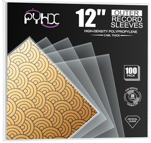 RYHX 12 Schallplatten Hüllen - Extra Dicke Klarsichthüllen mit Antistatische Gefüttert LP Schutzhüllen Schallplatten Aussenhüllen Vinyl Cover Sleeves - 100 Stück