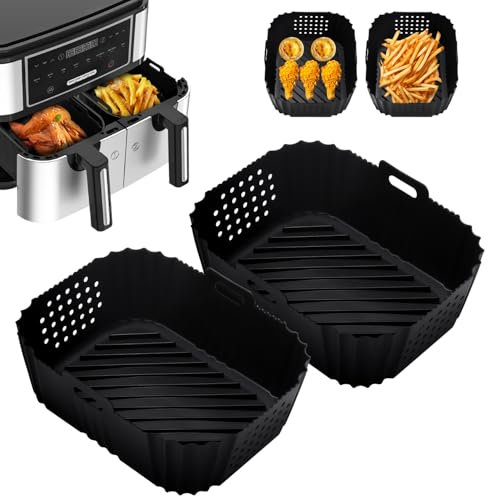 2 Pièces Moule Silicone Air Fryer pour Ninja Double Stack XL SL400EU, Airfryer Accessoires pour Foodi Max Dual Zone, Moule Silicone Airfryer Pot pour AF400EU 9.5L AF300EU 7.5L