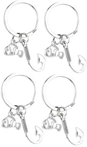 SAFIGLE 4 Stück Schlüsselanhänger Angellöffel auto schlüssel halter Schlüsselbund Fischspielzeug Dekorationen für Angelpartys Partygeschenke zum Angeln Angelgeschenke für Männer Legierung