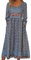 ABINGOO Damen Langarm Herbstkleid Rundhals Midikleid Lang Boho Freizeitkleid Lose Knielang Kleider Strandkleider Blumenkleid mit Taschen(Z-Blau,M)