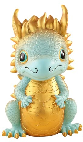 Spardose Drache 2026 - Unzerbrechliche Aufbewahrungsbox in 3D Tierform, Cartoon Drache Figur Gold