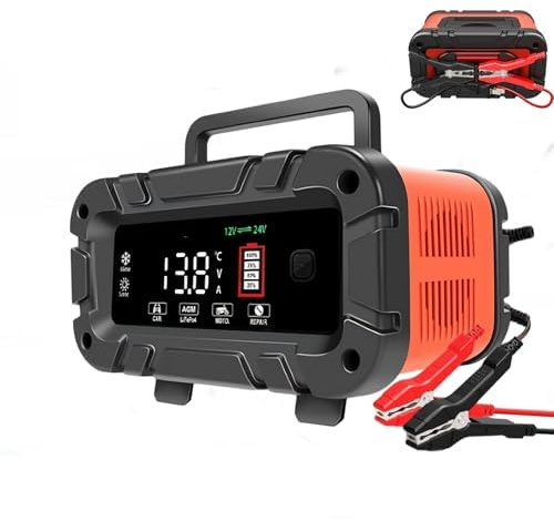 Chargeur de Batterie Lifepo4 20A 12V / 24V, Chargeur de Batterie au Plomb et mainteneur pour Voiture, Camping-Car, Moto, Camion, voiturette de Golf, Bateau, AGM, Gel,7 étapes 1-300AH