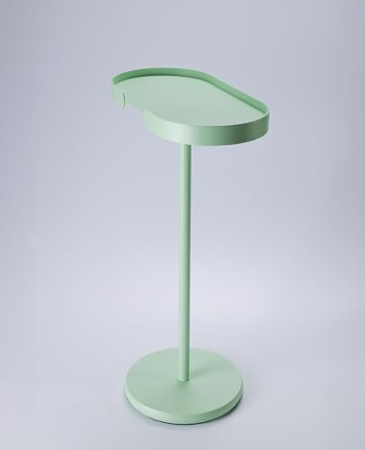 Siqual Design Metall Beistelltisch mit festem Tablett, wetterfest & stabil für Wohnzimmer, Balkon & Garten, Made in EU – Beistelltisch Stan (Mint)