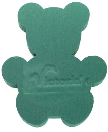 Creativery Nass Steckschaum Teddybär 25x21x6cm - für Profi Floristen & Hobby Bastler - Frischblumen Steckschwamm - Blumen Steckmasse Frühling - Floristik Zubehör & Floristikbedarf - Grün