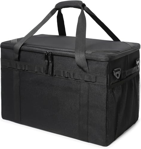 Gexgune Sac de Rangement Tactique pour Camping - Sac fourre-Tout 45 L Organisateur de Vaisselle Multifonction Ensemble de casseroles Pack de Pique-Nique Pack de Glace Carte Rangement pour (Black)