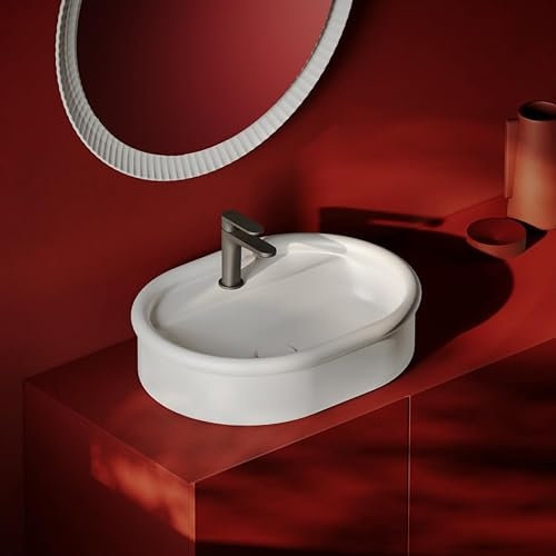 Lavabo Ovale da Appoggio Monoforo 60x45 Bianco Brera