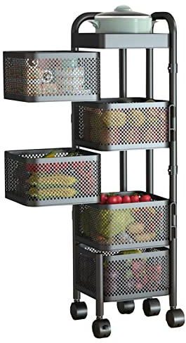 Espositori per Snack, Carrello porta snack, carrello quadrato a 5 ripiani per frutta e verdura, con ruote, organizer in metallo, per cipolle e patate, porta snack, comoda soluzione per riporre gli ali