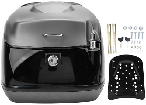 Akozon 38L Motorrad-Topcase Im Retro-Stil, Wasserdichter Kofferraum für Elektrofahrrad, Roller (Ti-Gold)