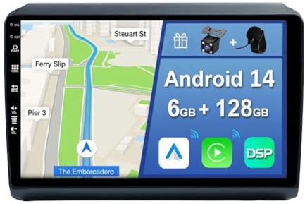YUNTX [6GB+128GB] Android 14 2 DIN Autoradio para Fiat Ducato Citroen Jumper Peugeot Boxer-[Integrado CarPlay/Android Auto/DSP/GPS]-IPS 9 Pulgada Touch Screen-CAM+Mic-Dab/Bluetooth 5.0/AHD Cámara