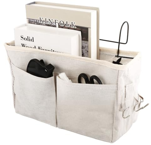 ASelected Bett Organizer zum Einhängen Betttasche zum Einhängen mit Drahtrahmen Schlafsaal Bett Organizer Multifunktionale Bett Tasche für Buch Magazin Handy Kopfhörer Bett Aufbewahrung