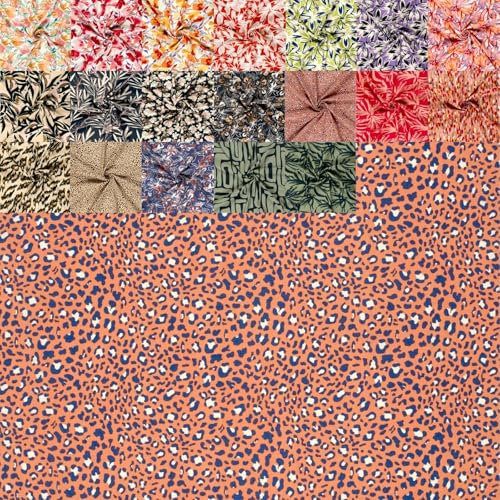 Viskose Bedruckt Meterware - luftiger Viskosestoff Blumen - fließender Blusenstoff abstrakt - Ökotex 100 *Ab 50cm, Farbe: 007 Leo korall