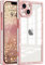 ROSEHUI Glitter Case for iPhone 15,Clear Rectangle Electroplated Sparkle Bumper with Bling Rhinestones Phone Case for Women,Sparkly Diamond Camera Protection Soft Slim TPU Cover-Rose Gold