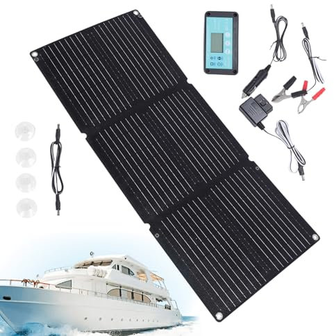 Chargeur solaire 200 W, panneau solaire pliable et étanche, taille dépliée de 86,9 cm, mainteneur de batterie automatique pour véhicules 12 V-24 V, bateaux, camping-cars, utilisation en extérieur