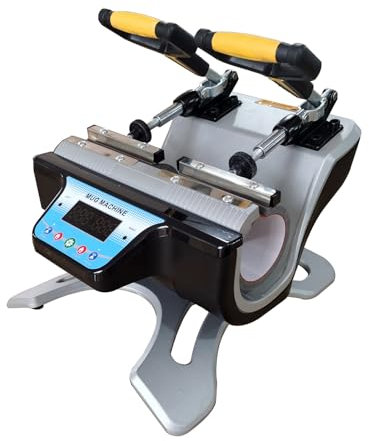 Double Mug Heat Press Machine with Temperature and Time Control, Replaceable Coasters, Ideal for Customizing Regular Mugs