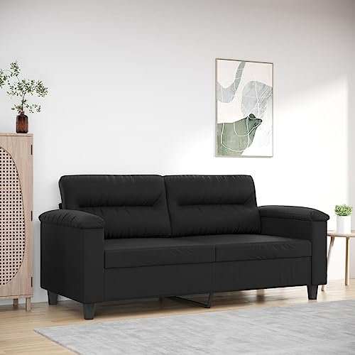 MOBCANT 2-Sitzer-Sofa Schwarz 140 cm Kunstleder Schlafsofa Modulares Sofa Polstergarnitur Schlafcouch für Wohnzimmer Wohnung Schlafzimmer Empfangsraum