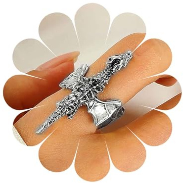 Cybche Vintage Fliegender Drachen Ring Einstellbar Offener Monsterflügel Ring Gold Fliegender Drache Wickelringe Gothic Halloween Tier Knöchel Fingerringe Statement Schmuck Für Frauen