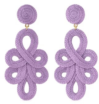 MAJALE Pendientes grandes lavanda lila pastel para ceremonia – boda rústica, graduación, dama de honor o fiesta – estilo bohemio elegante – diseño artesanal (Malva)