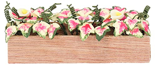 Asixxsix Miniatur-Blumenbeet, Rechteckiges Puppenhaus-Miniatur-Pflanzenmodell Im Maßstab 1:12, Lebendige Farben, Dekorativer Blumentopf für die Puppenhausdekoration Im Maßstab 1:12
