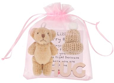 LALASTYLE Pocket Bear Hug Mini Worry Bear Plush with Inspirational Card, Soft Anxiety Relief, Cute Emotional Support Gift for Friends, Women (BROWN)