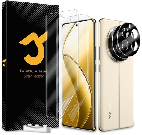 JZG 2 x Protector Pantalla para Realme 12 Pro (6,70 Pulgadas) con 2 x Protector de Lente de Cámara, Autorreparación, Compatible Huellas Dactilares ID, HD Clara, Antiarañazos