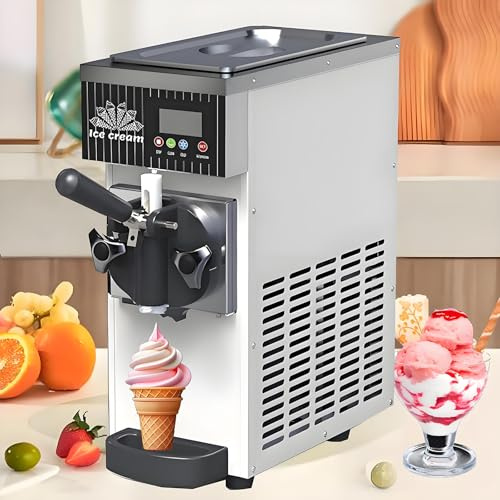 TozMvi 450W Single Flavor Commercial Soft Ice Cream Maker,Soft Serve Ice Cream Machine,with LED Display,Auto Clean Soft Serve Maker,Tabletop Ice Cream Machine Cream