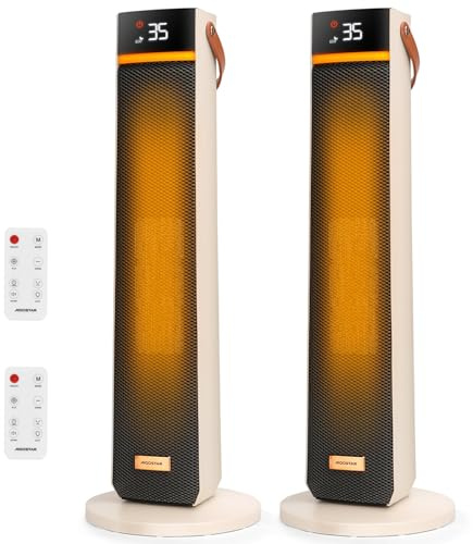 Aigostar Heizlüfter Energiesparend, 2000W Elektrische Heizung mit Fernbedienung, ECO Modus, PTC Keramik Heizlüfte, 24H Timer, Leise, 75° Oszillation, 4 Heizmodi, Kipp- und Überhitzungsschutz, 2 Pack