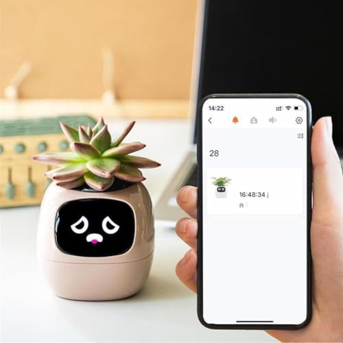 Niceminiwall Pot de fleurs interactif avec soin autonome de l'humidité et de la lumière du soleil pour un jardinage sans effort (rose)