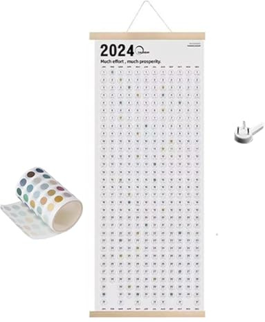 YUSSEQDD Planen Sie das Jahr effizient – Wandkalender 2024 – Strukturieren Sie tägliche Aufgaben und Termine – Informationen zu Wochen und Mondfeiertagen im vertikalen Jahreswandkalender 2024 mit