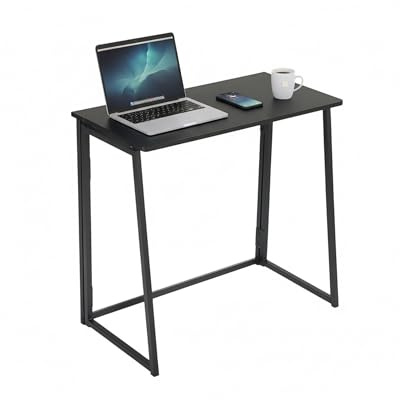Amveya Klappbarer Schreibtisch 80x40x70CM Klapptisch Klein Computertisch PC Tisch Laptoptisch Platzsparender Bürotisch für Schlafzimmer Wohnzimmer Heimbüro Moderner Study Table（Schwarz）