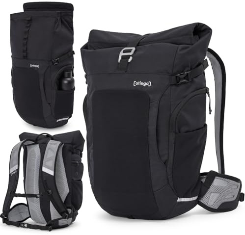 otinga® Flow Rolltop Rucksack Damen & Herren mit 23-27L Volumen & praktischem Laptop Rucksack Fach I Ideal als Fahrradrucksack ohne Gepäckträger I Reflektierender, wasserdichter Rucksack Herren