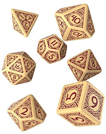 Q-Workshop VIK87 - Viking Beige & Burgundy Dice Set (7)