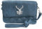 Trachten: Tasche in Wildleder-Optik mit Hirschbrosche Glitzer, Trachtencluch, Oktoberfest Tasche zum Dirndl (jeansblau)