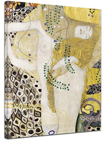 Bilderdepot24 Wandbild Gustav Klimt Wasserschlangen I (1904-07) - 30x40cm hochkant - Alte Meister Berühmte Gemälde Leinwandbild Kunstdruck Bild auf Leinwand