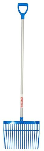 Red Gorilla Bedding Fork with D Handle Blue Lightweight For Stable Bedding Mucking Out Metal Pitchfork for Hay and Garden Compost 157cm Long
