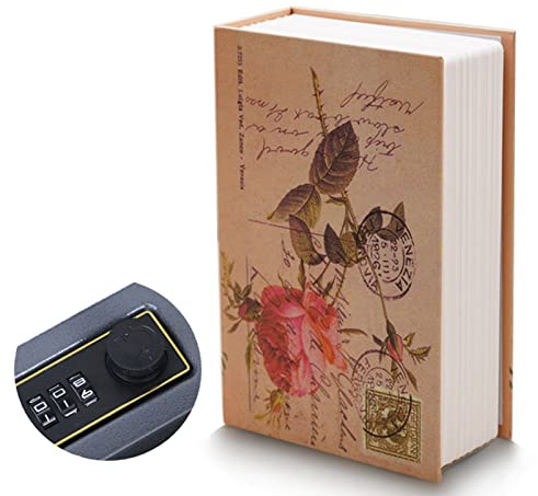 Coffre-Fort de Livre avec Code, Coffre-Fort de Livre de Dictionnaire Créatif Coffre-Fort Secret en Forme de Livre Caché pour la Collection de Bijoux en Espèces avec Serrure à Combinaison (Rose)