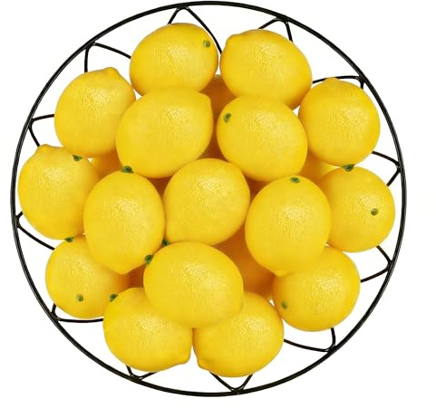 Toopify 20 gelbe künstliche Zitronen, 7,6 x 5,1 cm, künstliche Fruchtzitronen, künstliche lebensechte Simulationszitronen für Zuhause, Küche, Party-Dekoration